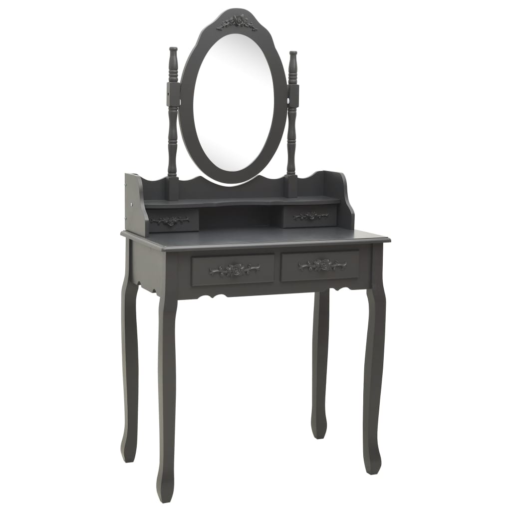 Tavolo Da Trucco Con Sgabello 75X69X140 Cm Legno Paulownia