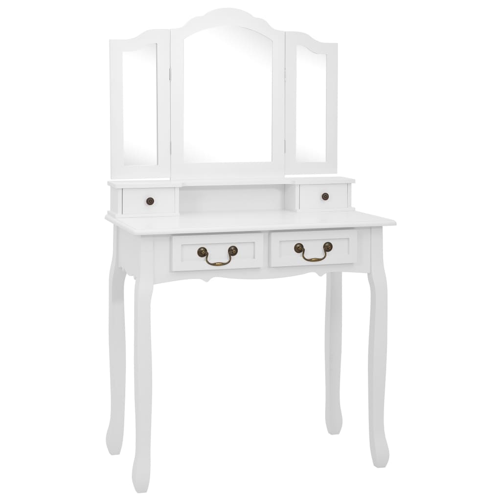 Tavolo Da Trucco E Sgabello 80X69X141 Cm Legno Paulownia
