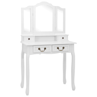 Tavolo Da Trucco E Sgabello 80X69X141 Cm Legno Paulownia