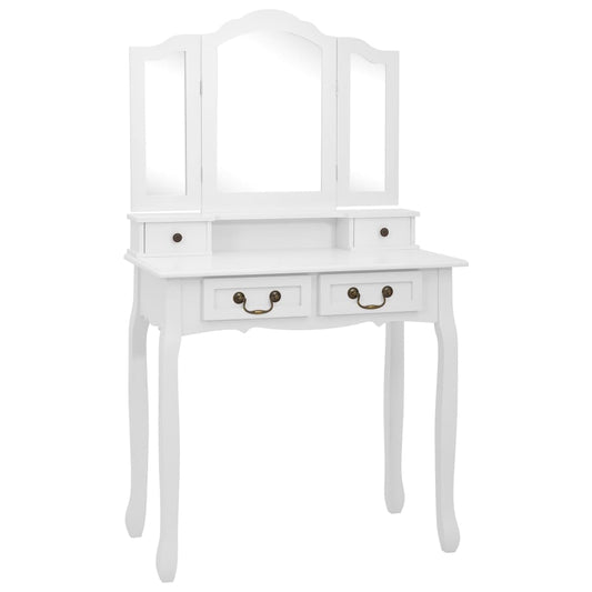 Tavolo Da Trucco E Sgabello 80X69X141 Cm Legno Paulownia