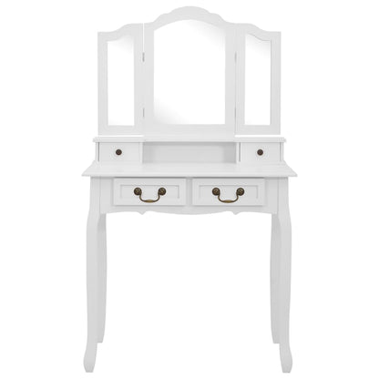 Tavolo Da Trucco E Sgabello 80X69X141 Cm Legno Paulownia