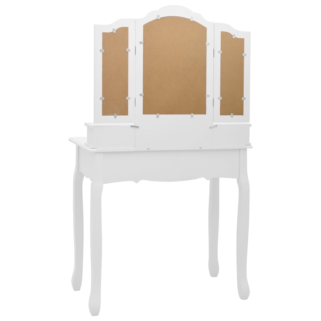 Tavolo Da Trucco E Sgabello 80X69X141 Cm Legno Paulownia