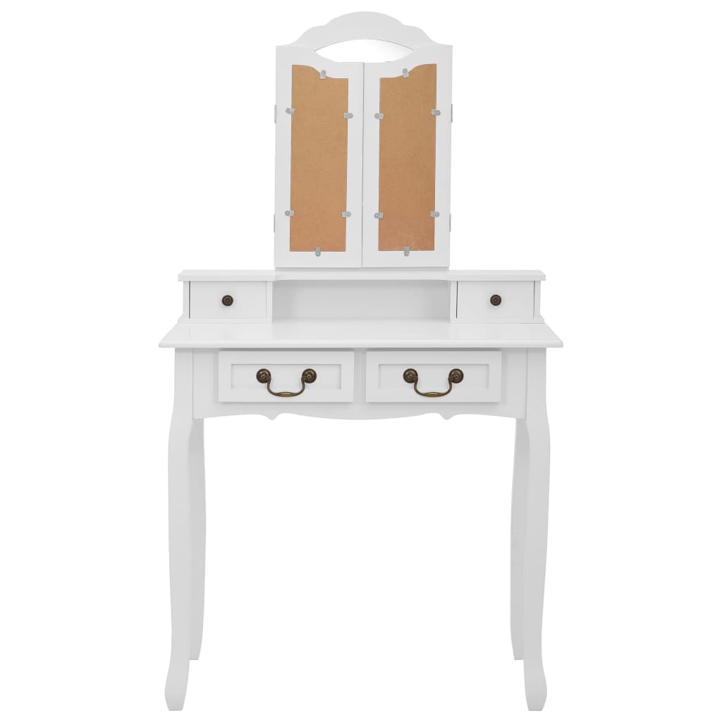 Tavolo Da Trucco E Sgabello 80X69X141 Cm Legno Paulownia
