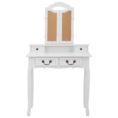 Tavolo Da Trucco E Sgabello 80X69X141 Cm Legno Paulownia