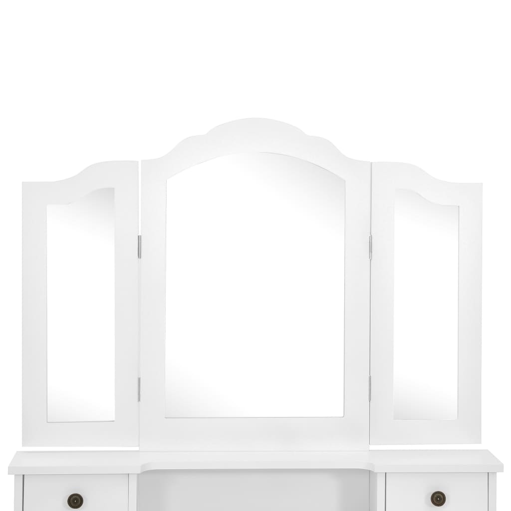 Tavolo Da Trucco E Sgabello 80X69X141 Cm Legno Paulownia