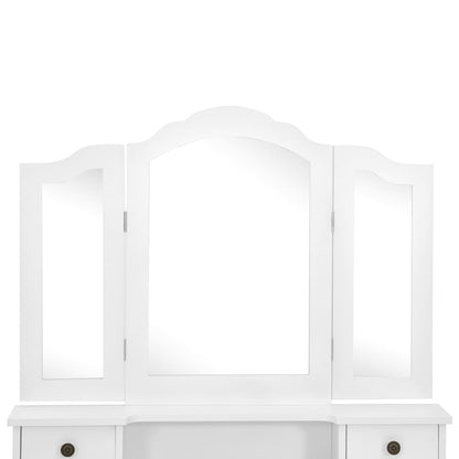 Tavolo Da Trucco E Sgabello 80X69X141 Cm Legno Paulownia