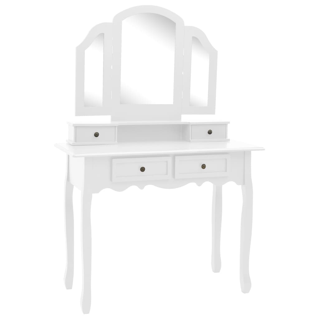 Tavolo Da Trucco E Sgabello 100X40X146Cm Legno Paulownia