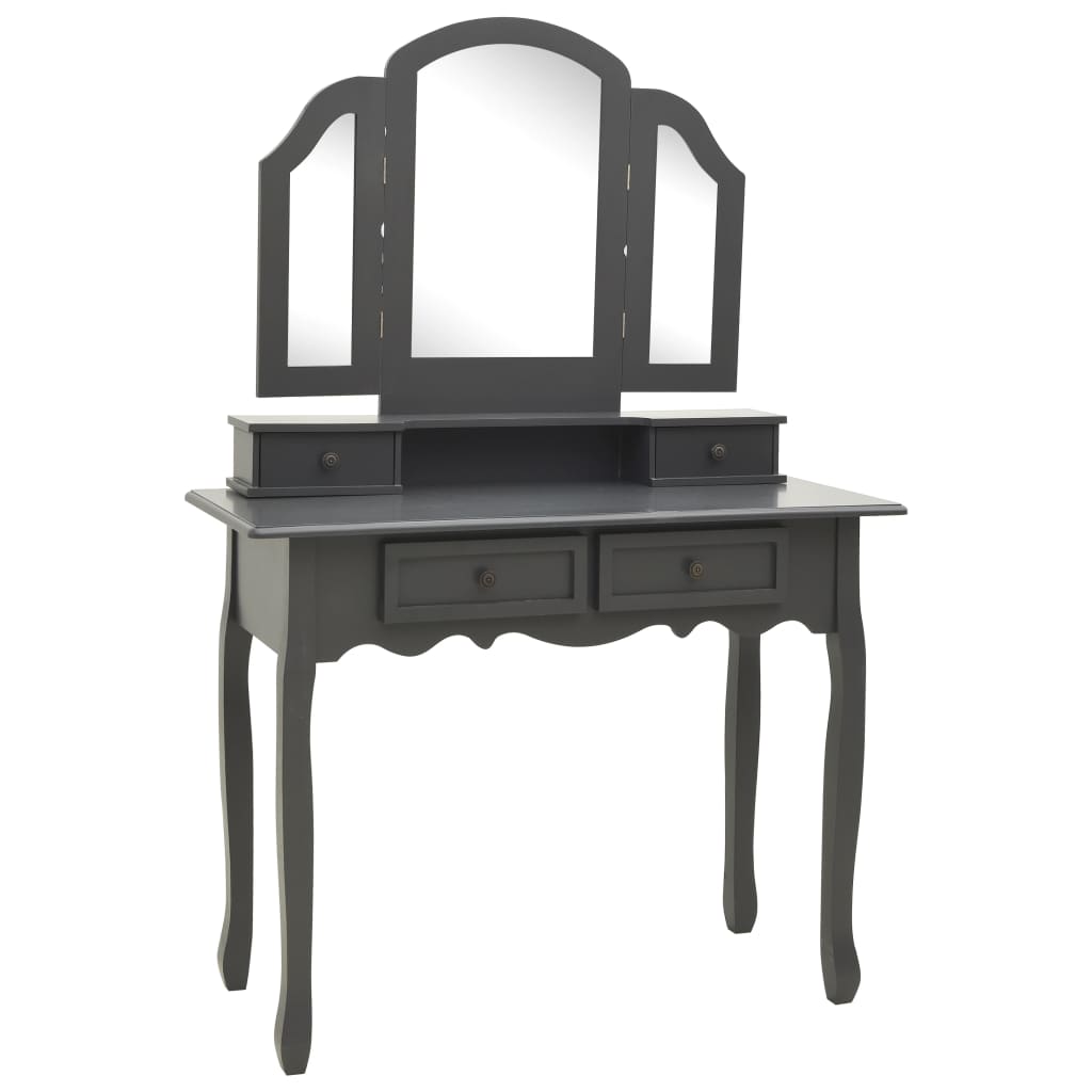 Tavolo Da Trucco E Sgabello 100X40X146Cm Legno Paulownia