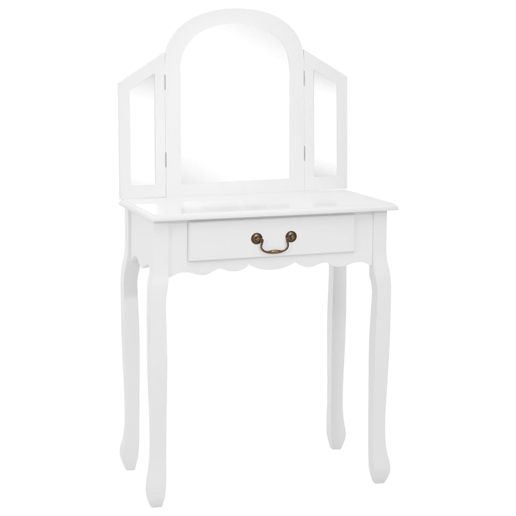 Tavolo Da Trucco Con Sgabello 65X36X128 Cm Paulownia E Mdf