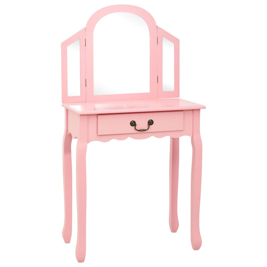 Tavolo Da Trucco Con Sgabello 65X36X128 Cm Paulownia E Mdf