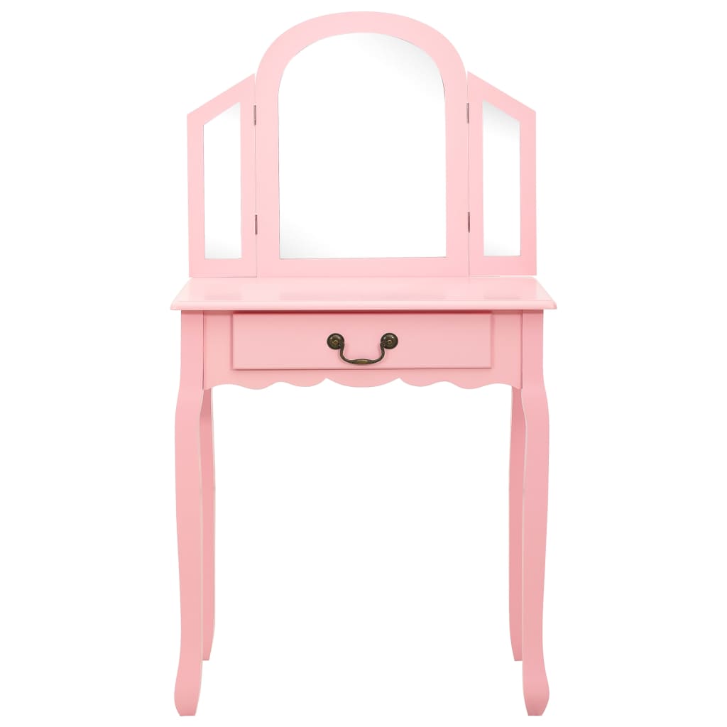 Tavolo Da Trucco Con Sgabello 65X36X128 Cm Paulownia E Mdf