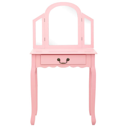 Tavolo Da Trucco Con Sgabello 65X36X128 Cm Paulownia E Mdf