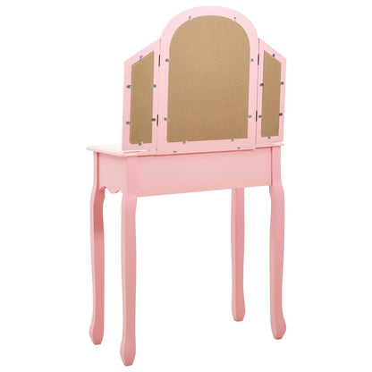 Tavolo Da Trucco Con Sgabello 65X36X128 Cm Paulownia E Mdf