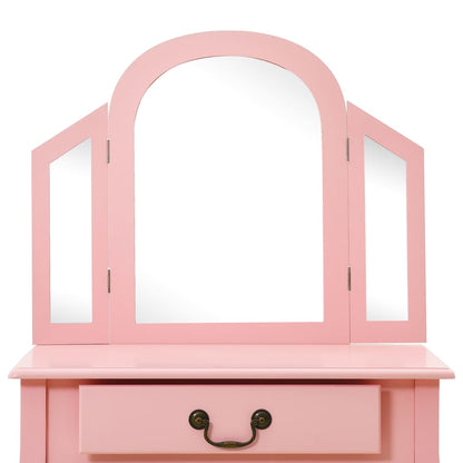 Tavolo Da Trucco Con Sgabello 65X36X128 Cm Paulownia E Mdf