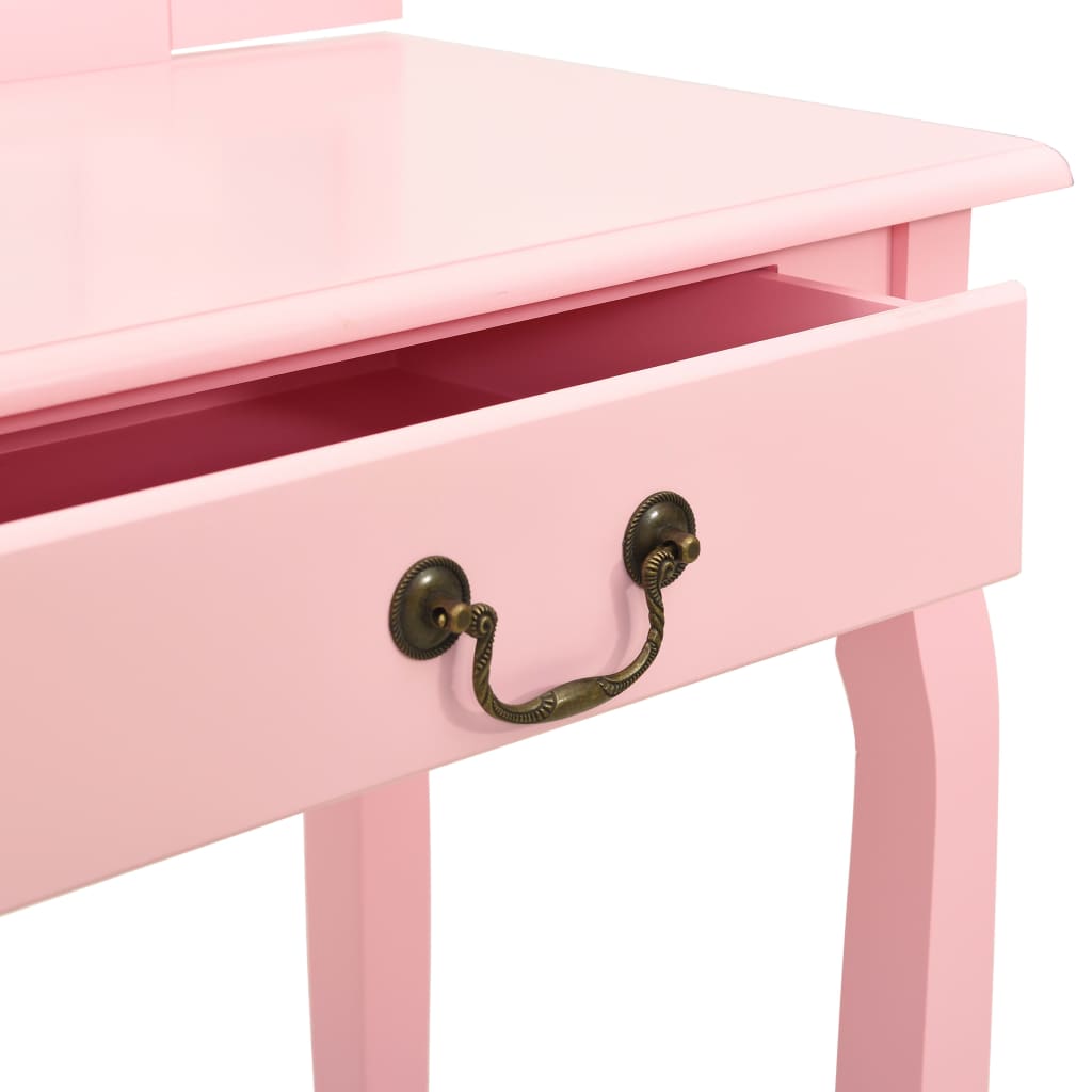 Tavolo Da Trucco Con Sgabello 65X36X128 Cm Paulownia E Mdf