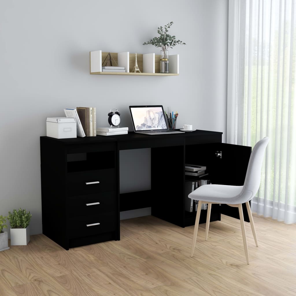 Scrivania Nera 140X50X76 Cm In Truciolato