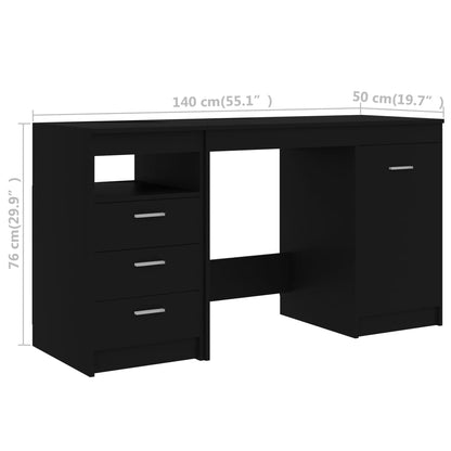 Scrivania Nera 140X50X76 Cm In Truciolato