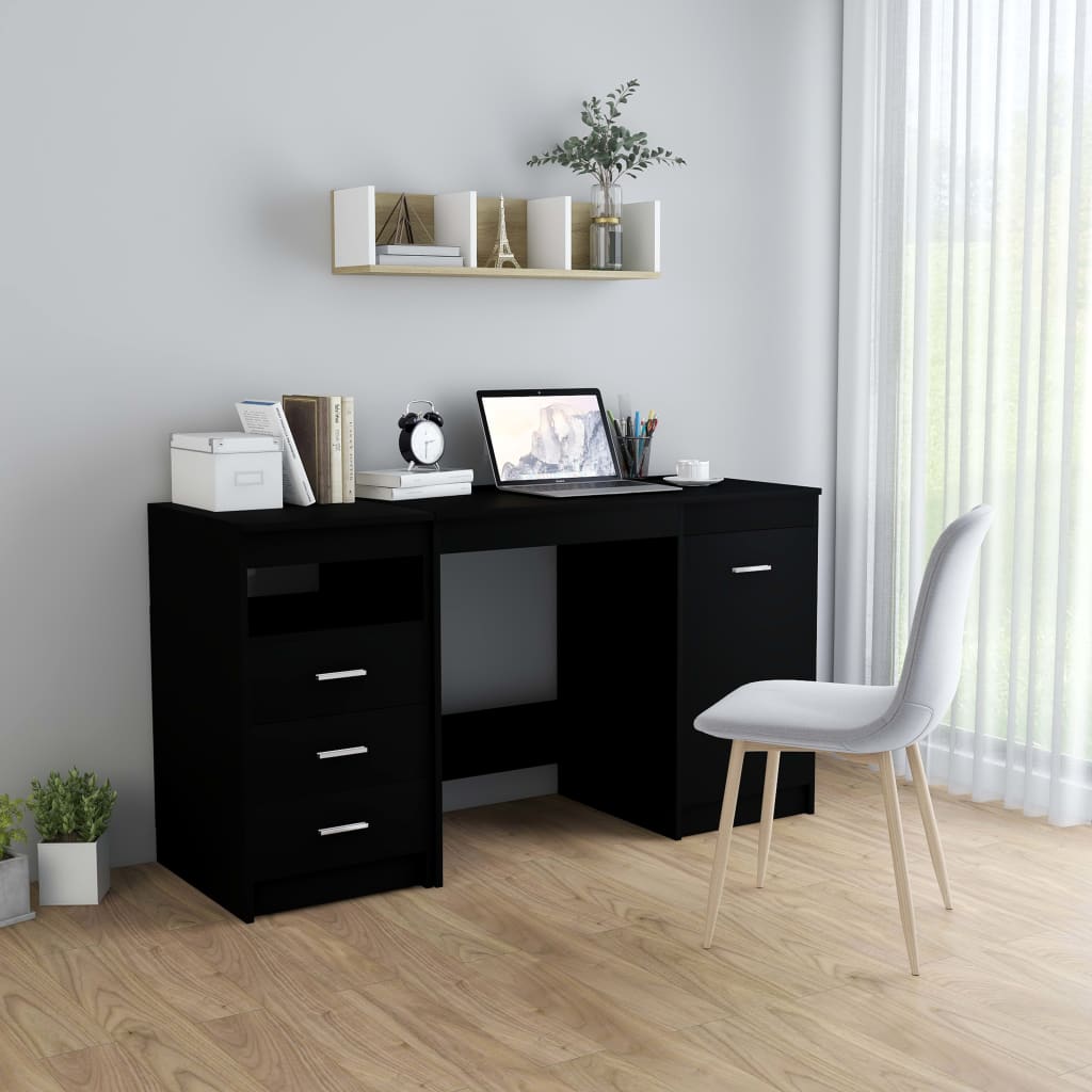 Scrivania Nera 140X50X76 Cm In Truciolato