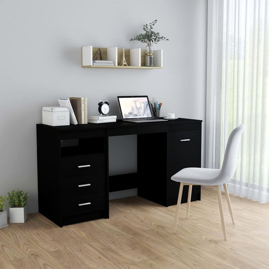 Scrivania Nera 140X50X76 Cm In Truciolato