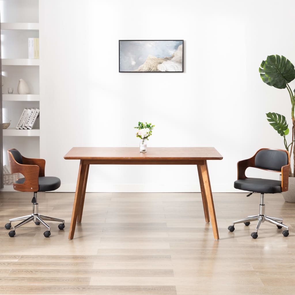 Sedia Da Ufficio Girevole In Legno Piegato E Similpelle