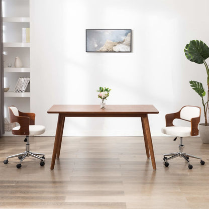 Sedia Da Ufficio Girevole In Legno Piegato E Similpelle