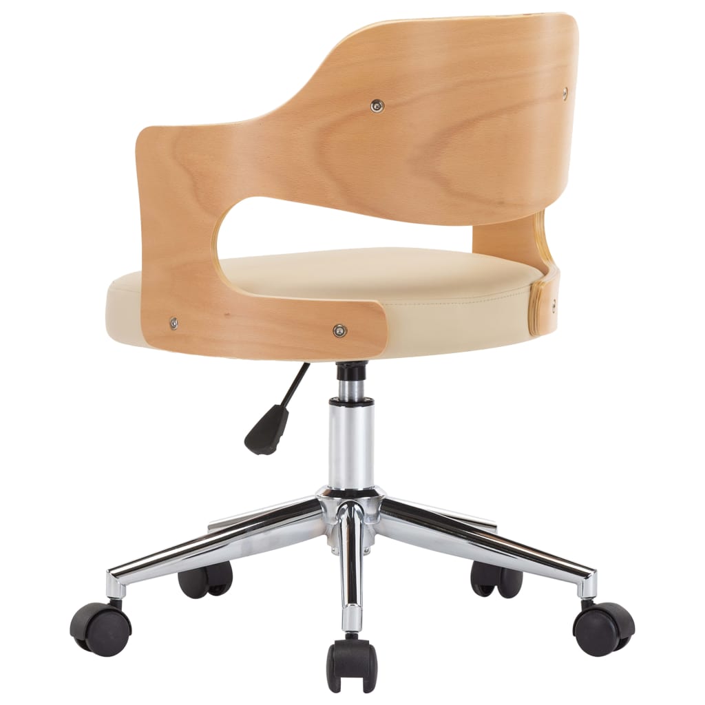 Sedia Da Ufficio Girevole In Legno Piegato E Similpelle