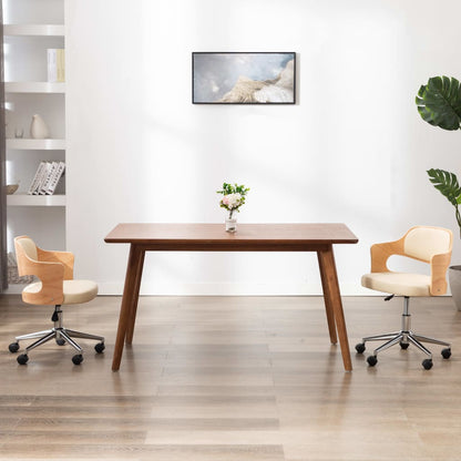 Sedia Da Ufficio Girevole In Legno Piegato E Similpelle