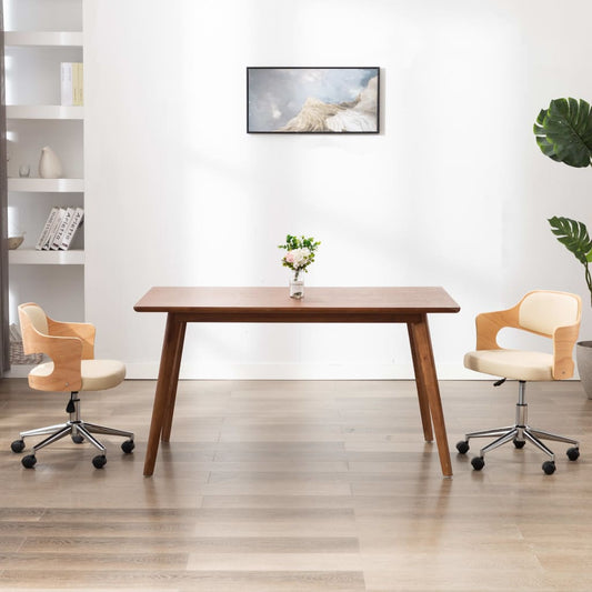 Sedia Da Ufficio Girevole In Legno Piegato E Similpelle