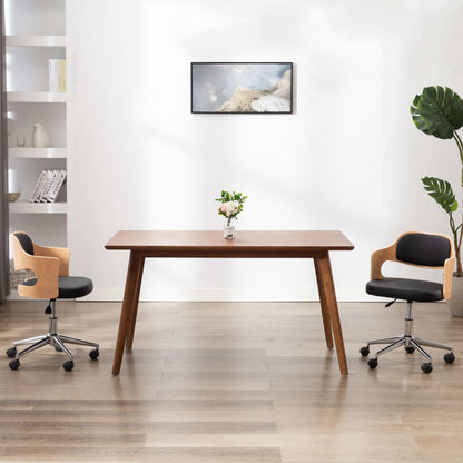Sedia Da Ufficio Girevole In Legno Piegato E Similpelle