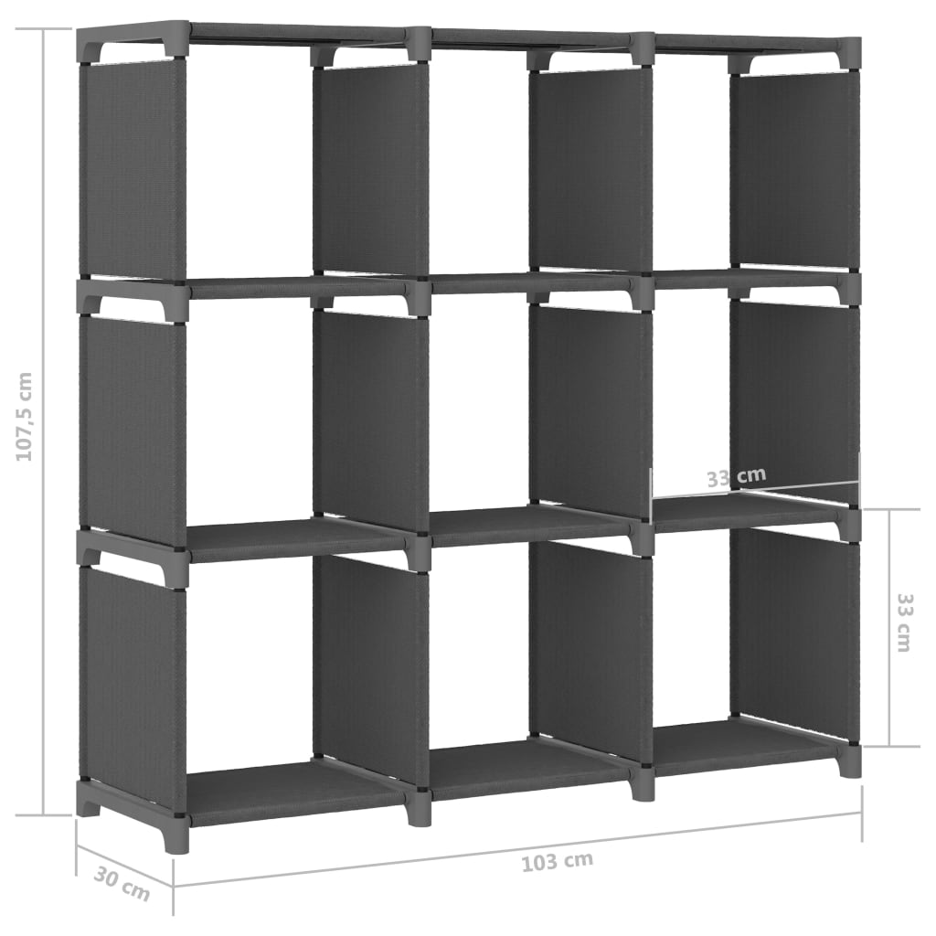 Mobile Per 9 Scatole A Cubo 103X30X107,5 Cm In Tessuto Grigio