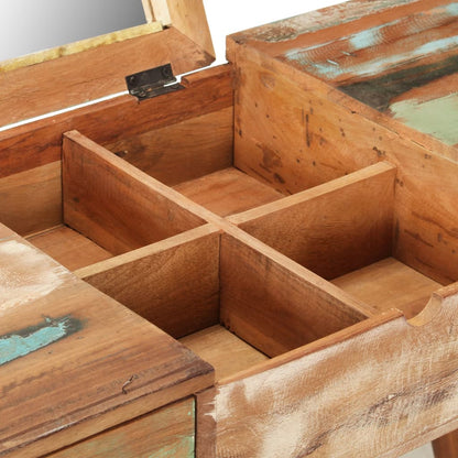 Tavolo Da Trucco Con Specchio 112X45X76 Cm Massello Di Recupero