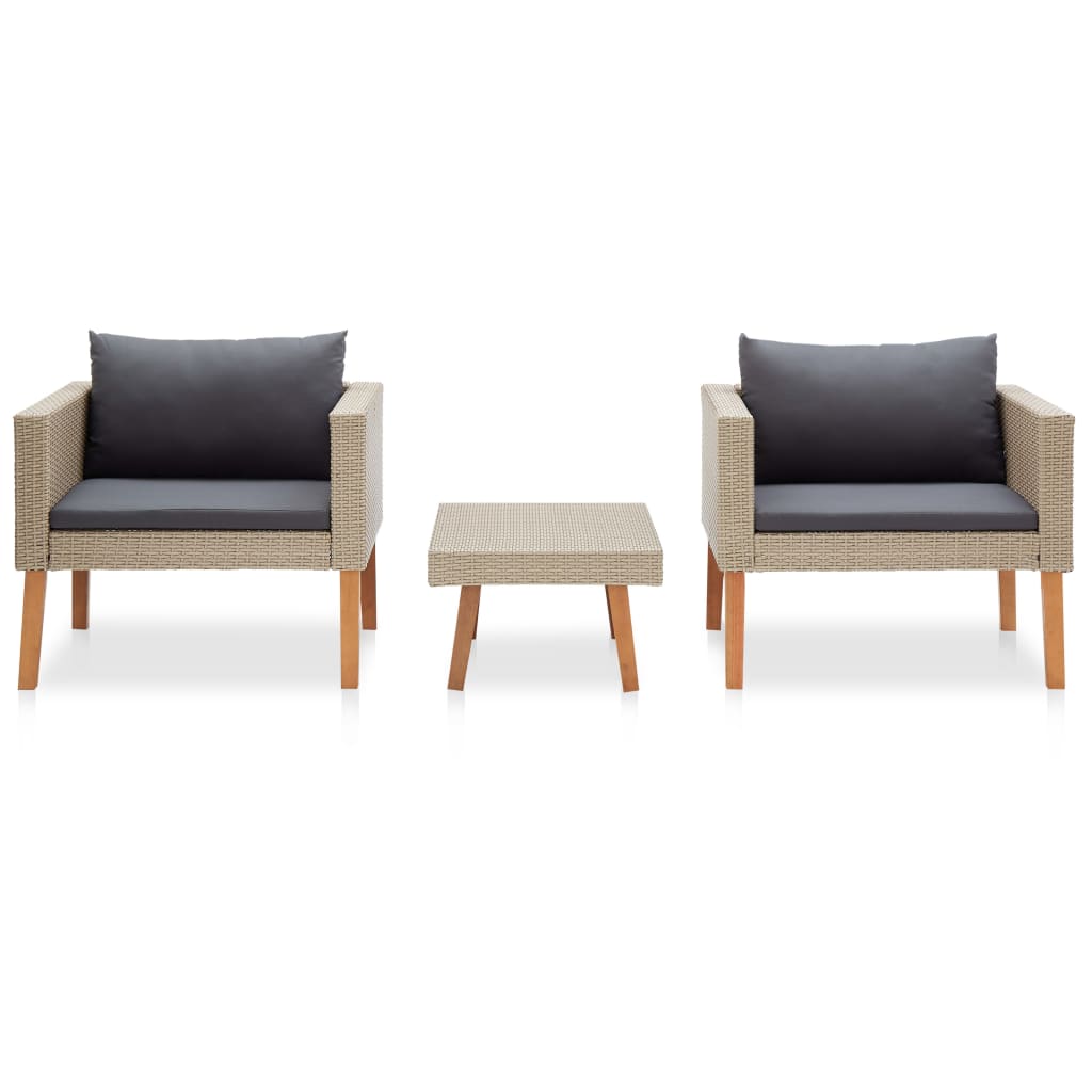 Set Divani Da Giardino 3 Pz Con Cuscini In Polyrattan