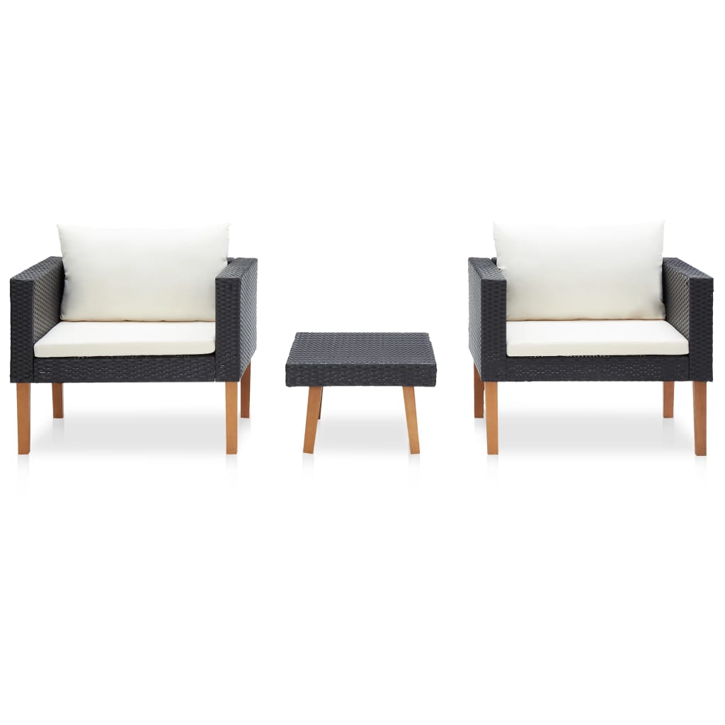Set Divani Da Giardino 3 Pz Con Cuscini In Polyrattan