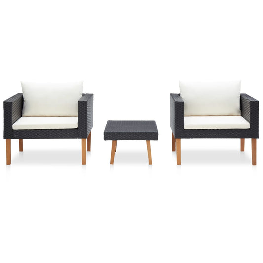Set Divani Da Giardino 3 Pz Con Cuscini In Polyrattan