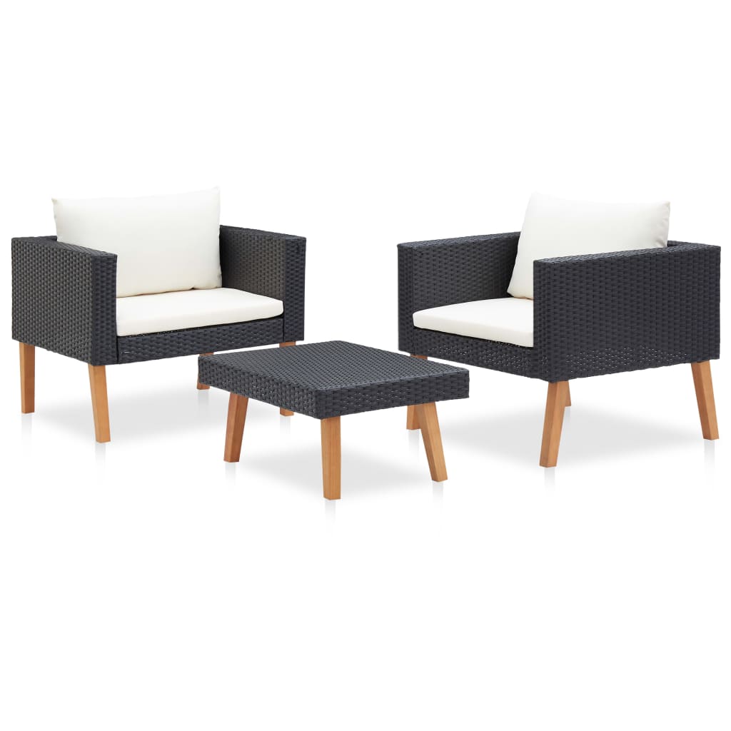 Set Divani Da Giardino 3 Pz Con Cuscini In Polyrattan