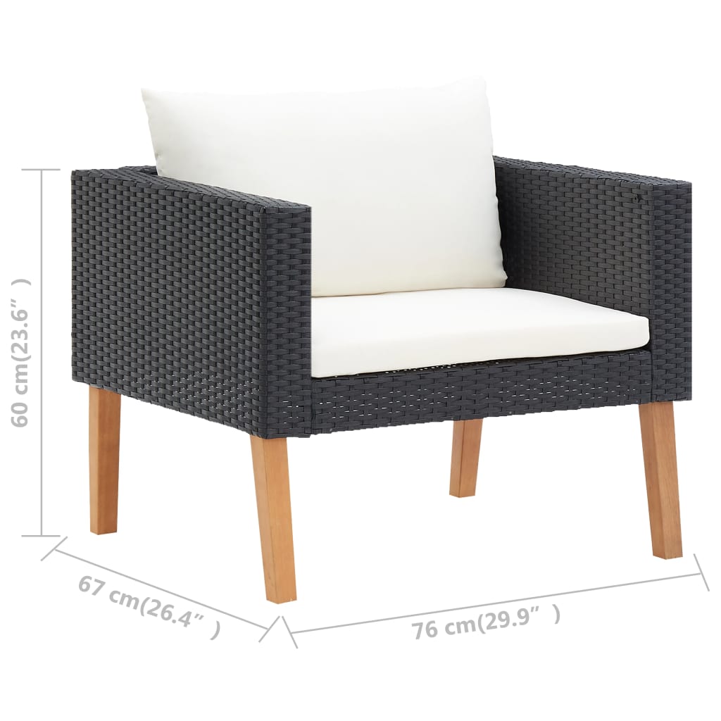 Set Divani Da Giardino 3 Pz Con Cuscini In Polyrattan