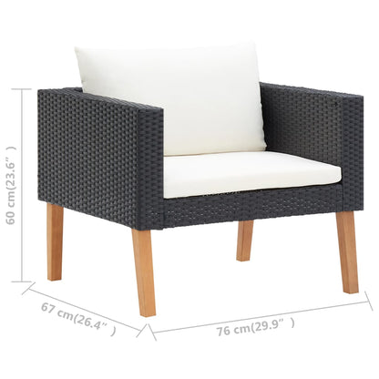 Set Divani Da Giardino 3 Pz Con Cuscini In Polyrattan