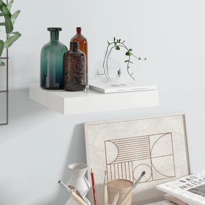 Scaffali A Parete 2 Pz 120X23,5X3,8 Cm In Mdf Bianco Lucido