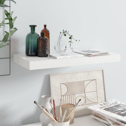 Scaffali A Parete 2 Pz 120X23,5X3,8 Cm In Mdf Bianco Lucido