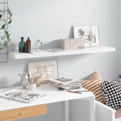 Scaffali A Parete 2 Pz 120X23,5X3,8 Cm In Mdf Bianco Lucido