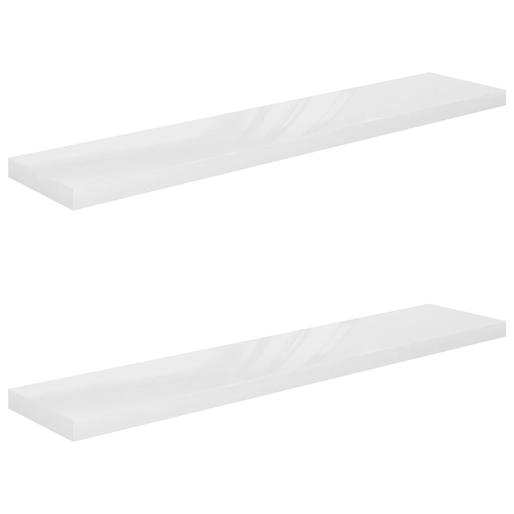 Scaffali A Parete 2 Pz 120X23,5X3,8 Cm In Mdf Bianco Lucido