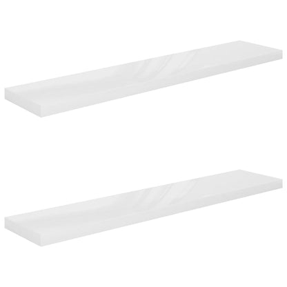 Scaffali A Parete 2 Pz 120X23,5X3,8 Cm In Mdf Bianco Lucido