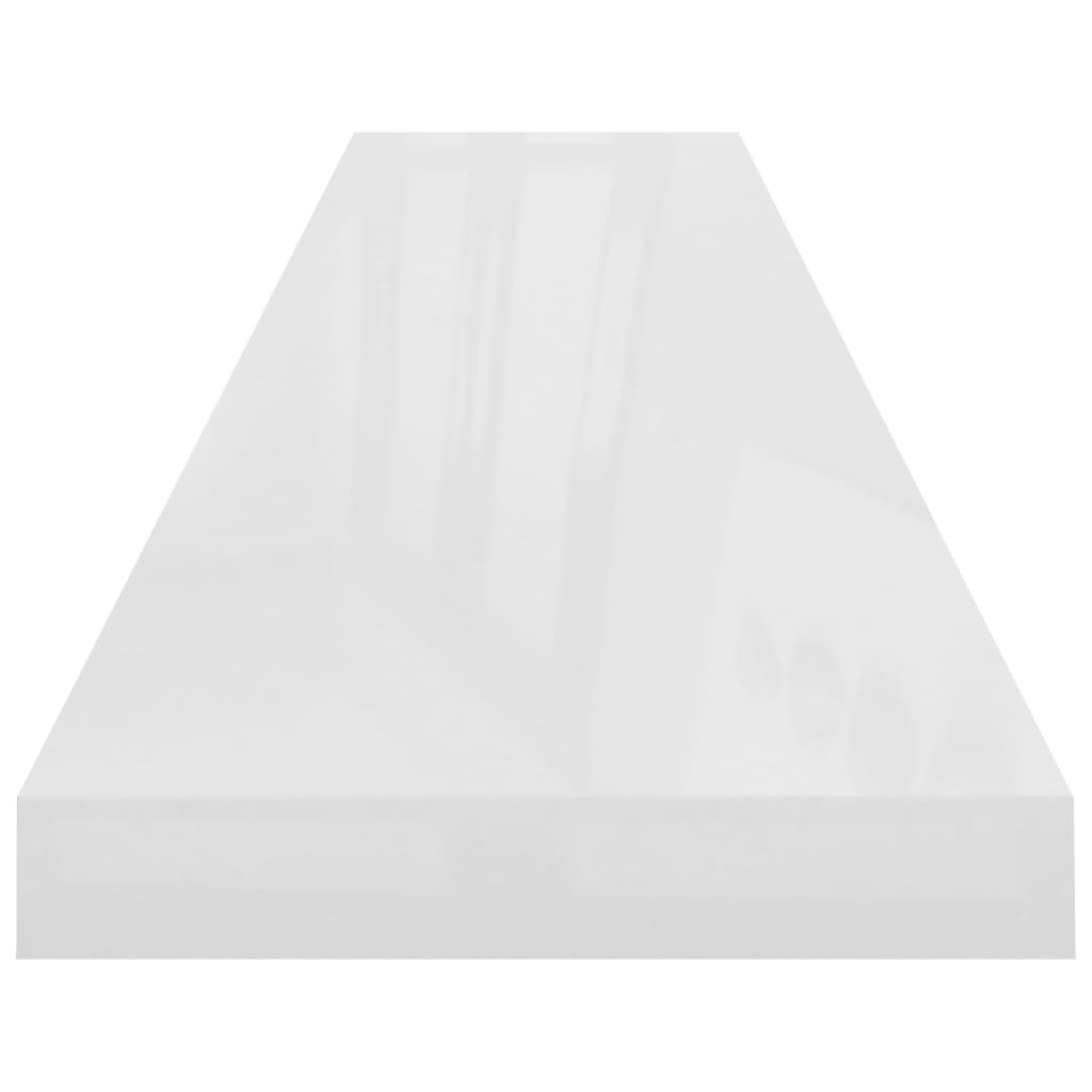 Scaffali A Parete 2 Pz 120X23,5X3,8 Cm In Mdf Bianco Lucido