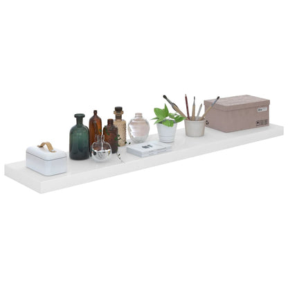 Scaffali A Parete 2 Pz 120X23,5X3,8 Cm In Mdf Bianco Lucido