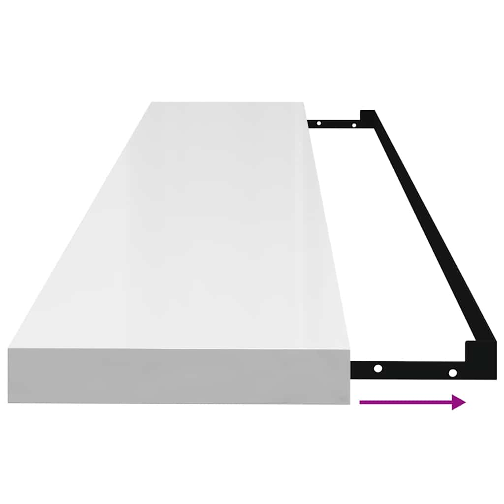 Scaffali A Parete 2 Pz 120X23,5X3,8 Cm In Mdf Bianco Lucido