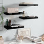 Scaffali A Parete 2 Pz 60X23,5X3,8 Cm In Mdf Nero Lucido