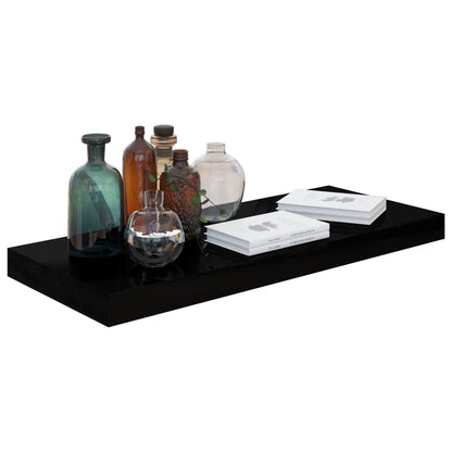 Scaffali A Parete 2 Pz 60X23,5X3,8 Cm In Mdf Nero Lucido