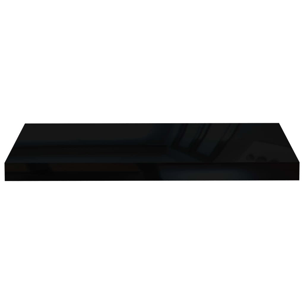 Scaffali A Parete 2 Pz 60X23,5X3,8 Cm In Mdf Nero Lucido