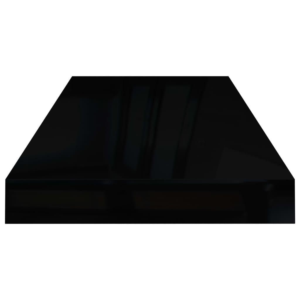 Scaffali A Parete 2 Pz 60X23,5X3,8 Cm In Mdf Nero Lucido