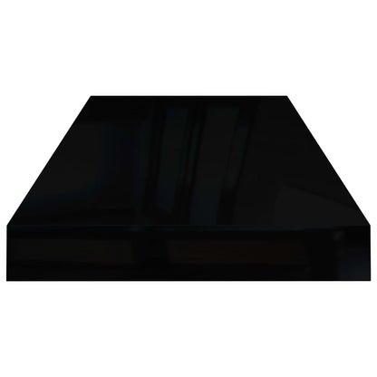 Scaffali A Parete 2 Pz 60X23,5X3,8 Cm In Mdf Nero Lucido